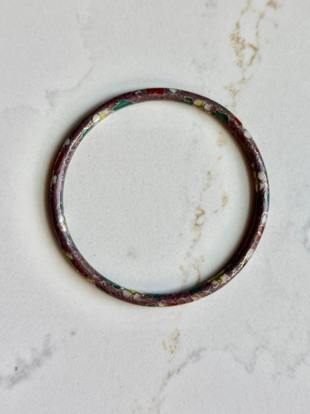 Vintage Cloisonné Thin Bangle Bracelet In Multi Colors